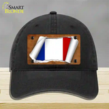 France Flag Scroll Novelty License Plate Hat Unconstructed Cotton / Black