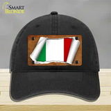 Italy Flag Scroll Novelty License Plate Hat Unconstructed Cotton / Black