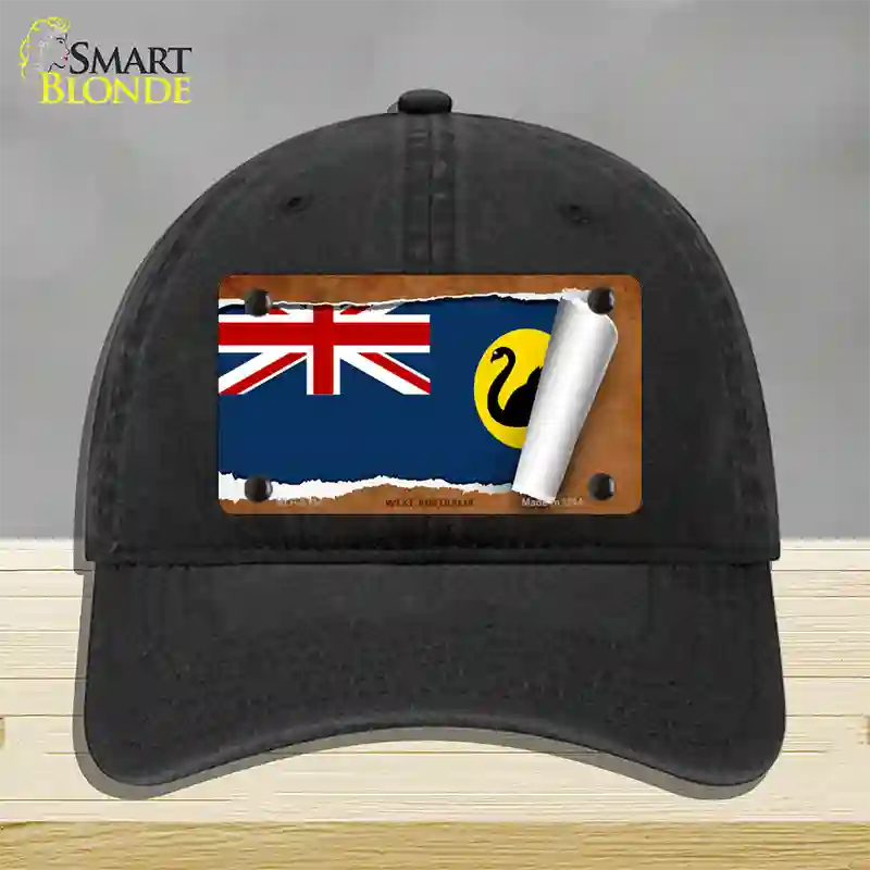 West Australia Flag Scroll Novelty License Plate Hat Unconstructed Cotton / Black