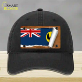 South Australia Flag Scroll Novelty License Plate Hat Unconstructed Cotton / Black