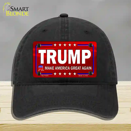 Trump Red Novelty License Plate Hat Unconstructed Cotton / Black