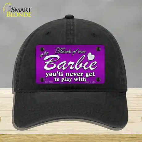 Barbie Never Play Novelty License Plate Hat Unconstructed Cotton / Black