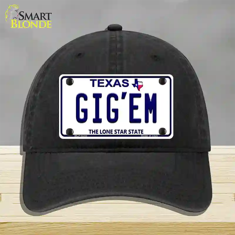 Gigem Texas Novelty License Plate Hat Unconstructed Cotton / Black