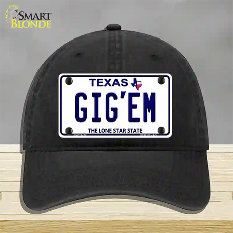 Gigem Texas Novelty License Plate Hat Unconstructed Cotton / Black