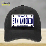 San Antonio Texas Novelty License Plate Hat Unconstructed Cotton / Black