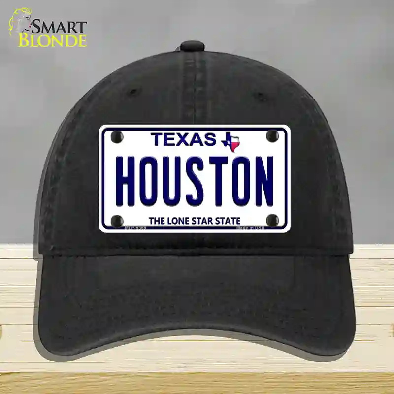 Houston Texas Novelty License Plate Hat Unconstructed Cotton / Black