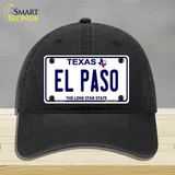 El Paso Texas Novelty License Plate Hat Unconstructed Cotton / Black