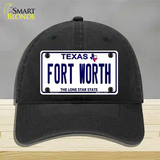 Fort Worth Texas Novelty License Plate Hat Unconstructed Cotton / Black