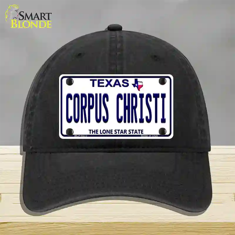 Corpus Christi Texas Novelty License Plate Hat Unconstructed Cotton / Black