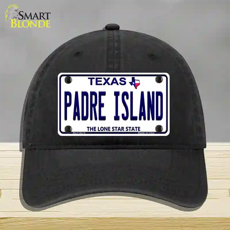 Padre Island Texas Novelty License Plate Hat Unconstructed Cotton / Black