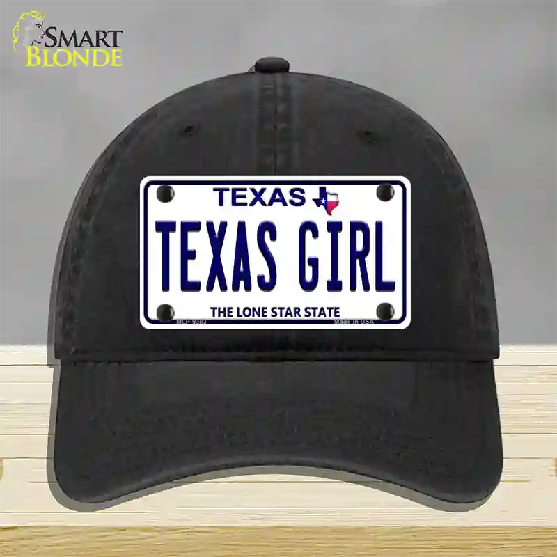 Texas Girl Texas Novelty License Plate Hat Unconstructed Cotton / Black