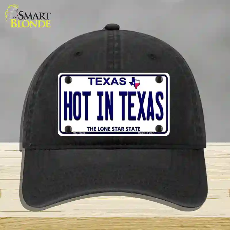 Hot in Texas Novelty License Plate Hat Unconstructed Cotton / Black