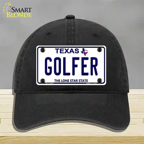 Golfer Texas Novelty License Plate Hat Unconstructed Cotton / Black