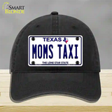 Moms Taxi Texas Novelty License Plate Hat Unconstructed Cotton / Black