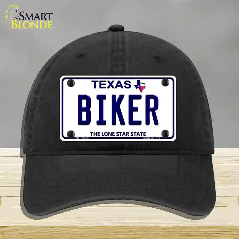 Biker Texas Novelty License Plate Hat Unconstructed Cotton / Black