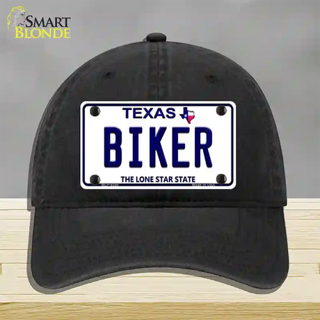 Biker Texas Novelty License Plate Hat Unconstructed Cotton / Black