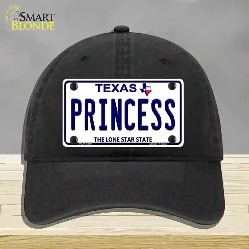 Princess Texas Novelty License Plate Hat Unconstructed Cotton / Black