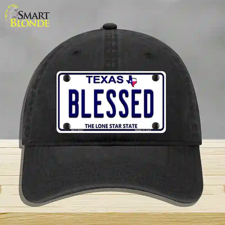 Blessed Texas Novelty License Plate Hat Unconstructed Cotton / Black