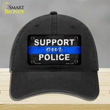 Support Our Police Novelty License Plate Hat Unconstructed Cotton / Black