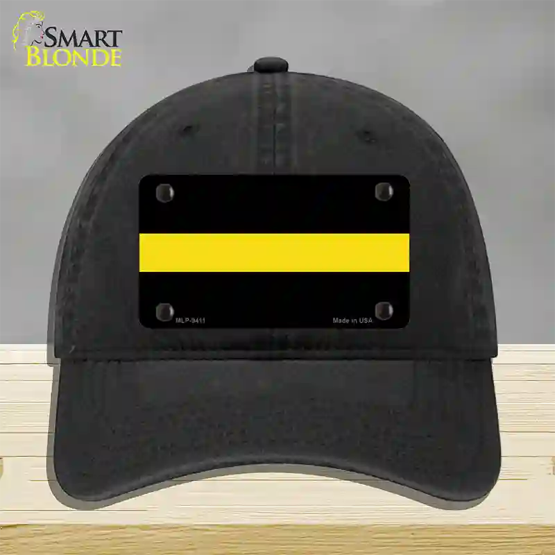 Thin Yellow Line Novelty License Plate Hat Unconstructed Cotton / Black