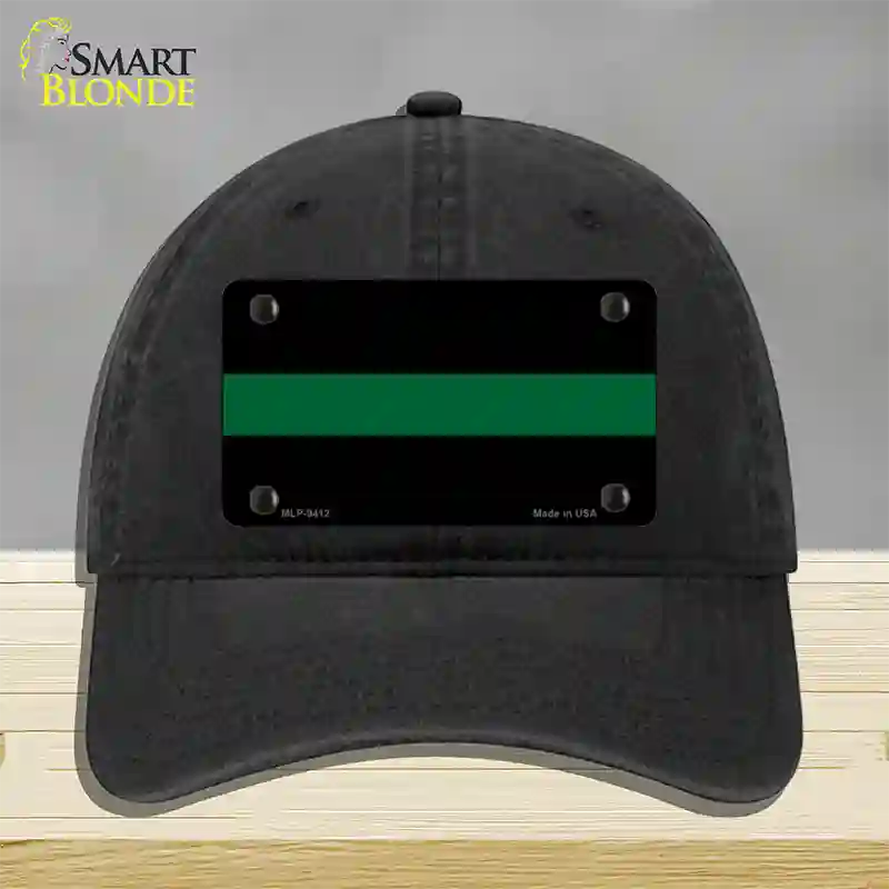 Thin Green Line Novelty License Plate Hat Unconstructed Cotton / Black