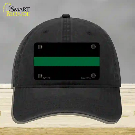 Thin Green Line Novelty License Plate Hat Unconstructed Cotton / Black