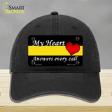 My Heart Answers Every Call Novelty License Plate Hat Unconstructed Cotton / Black