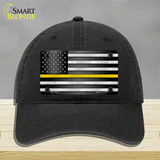 American Flag Thin Yellow Line Novelty License Plate Hat Unconstructed Cotton / Black