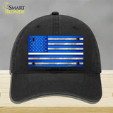 Blue American Flag Thin White Line Novelty License Plate Hat Unconstructed Cotton / Black