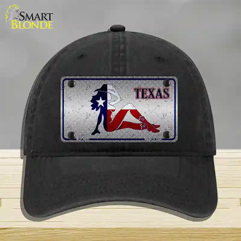 Texas Girl Diamond Novelty License Plate Hat Unconstructed Cotton / Black