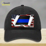 Thin Blue Line Scroll Novelty License Plate Hat Unconstructed Cotton / Black