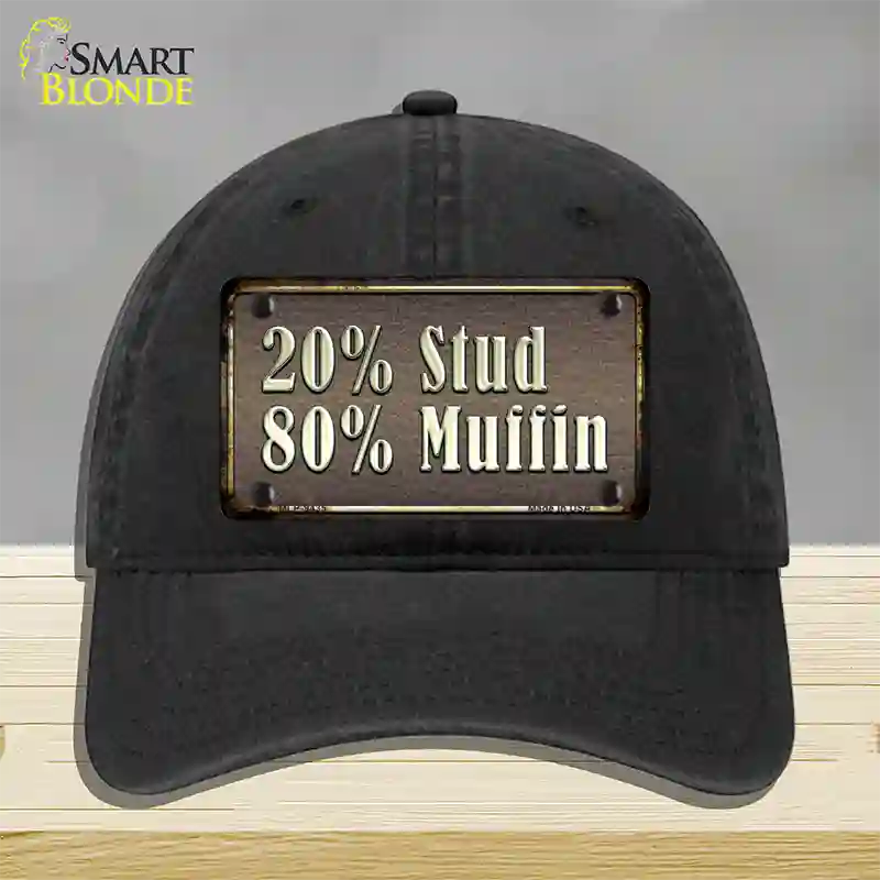 20 Percent Stud Novelty License Plate Hat Unconstructed Cotton / Black