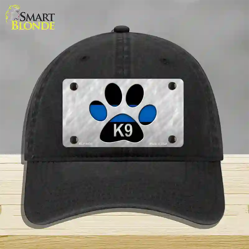 Thin Blue Line Paw K-9 Novelty License Plate Hat Unconstructed Cotton / Black