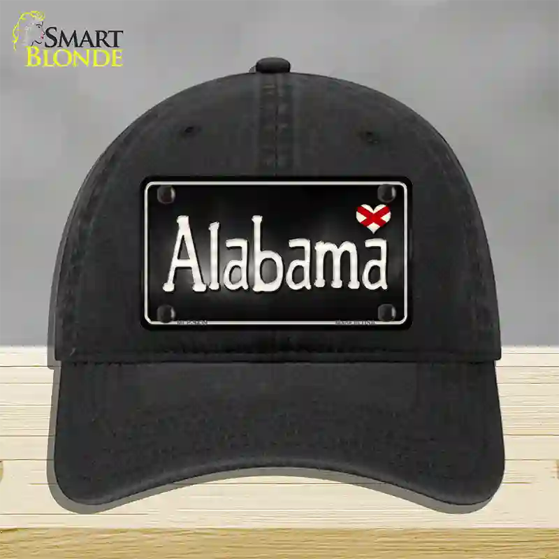 Alabama Flag Script Novelty License Plate Hat Unconstructed Cotton / Black