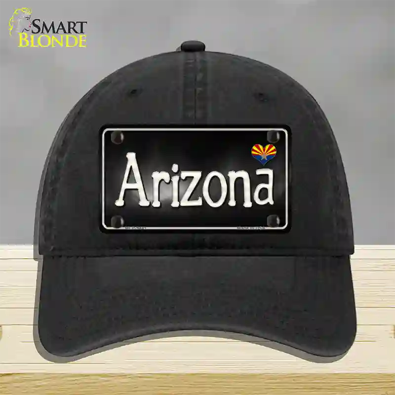 Arizona Flag Script Novelty License Plate Hat Unconstructed Cotton / Black