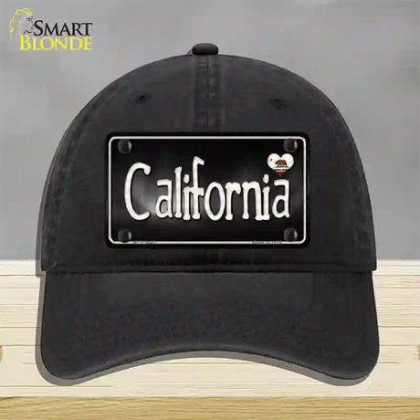 California Flag Script Novelty License Plate Hat Unconstructed Cotton / Black