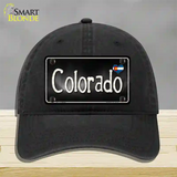 Colorado Flag Script Novelty License Plate Hat Unconstructed Cotton / Black