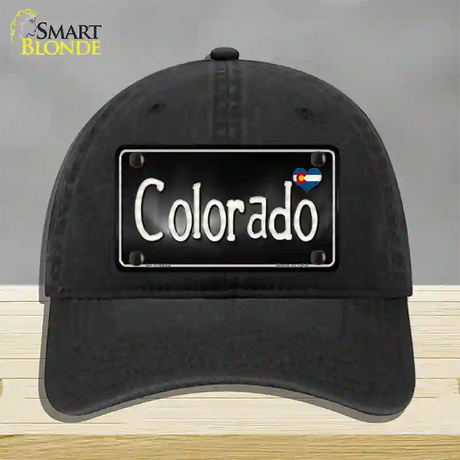 Colorado Flag Script Novelty License Plate Hat Unconstructed Cotton / Black