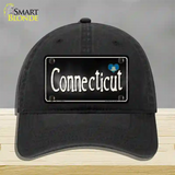 Connecticut Flag Script Novelty License Plate Hat Unconstructed Cotton / Black