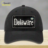 Delaware Flag Script Novelty License Plate Hat Unconstructed Cotton / Black