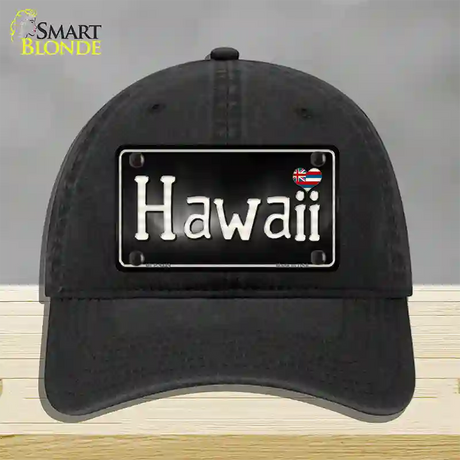 Hawaii Flag Script Novelty License Plate Hat Unconstructed Cotton / Black