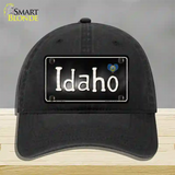 Idaho Flag Script Novelty License Plate Hat Unconstructed Cotton / Black