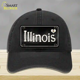 Illinois Flag Script Novelty License Plate Hat Unconstructed Cotton / Black