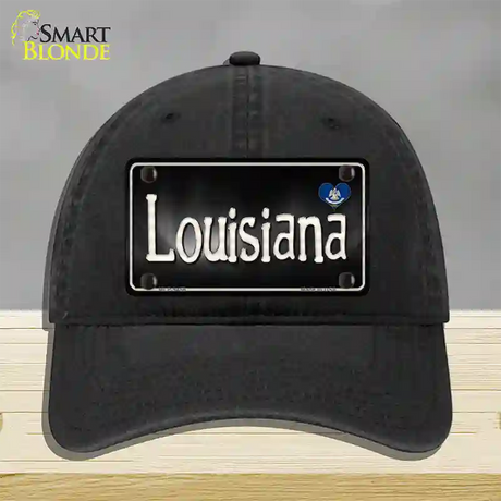 Louisiana Flag Script Novelty License Plate Hat Unconstructed Cotton / Black