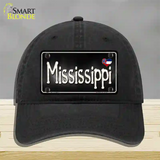 Mississippi Flag Script Novelty License Plate Hat Unconstructed Cotton / Black