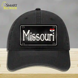 Missouri Flag Script Novelty License Plate Hat Unconstructed Cotton / Black