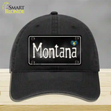 Montana Flag Script Novelty License Plate Hat Unconstructed Cotton / Black