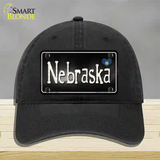 Nebraska Flag Script Novelty License Plate Hat Unconstructed Cotton / Black