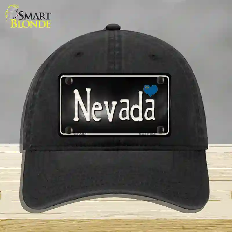 Nevada Flag Script Novelty License Plate Hat Unconstructed Cotton / Black