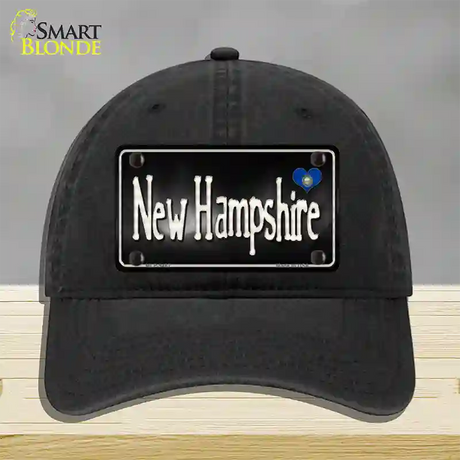 New Hampshire Flag Script Novelty License Plate Hat Unconstructed Cotton / Black